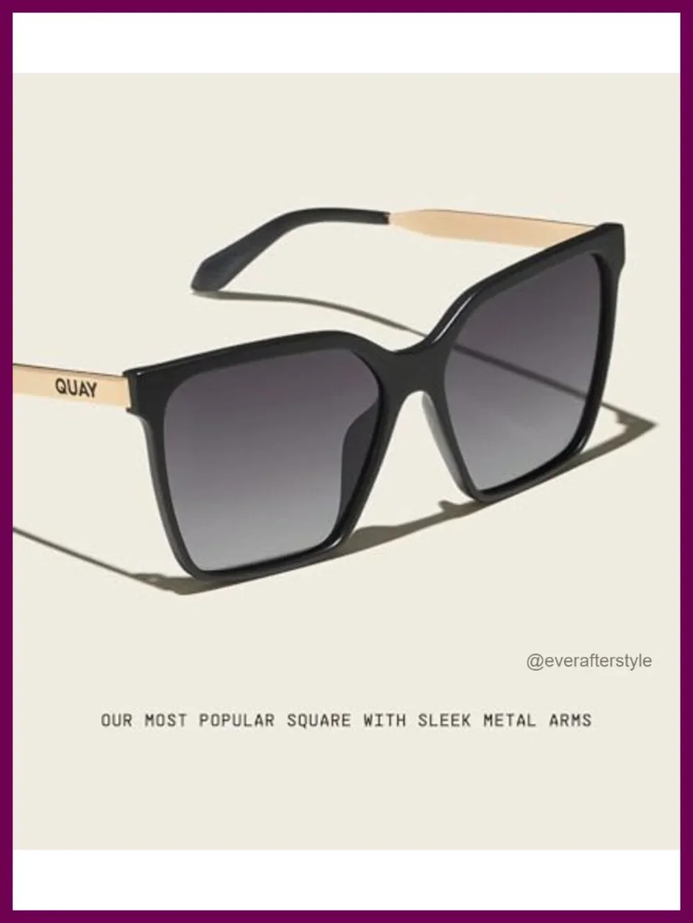 Oversized Polarized Square Sunglasses with Metal Brow Bar UV400 for Women